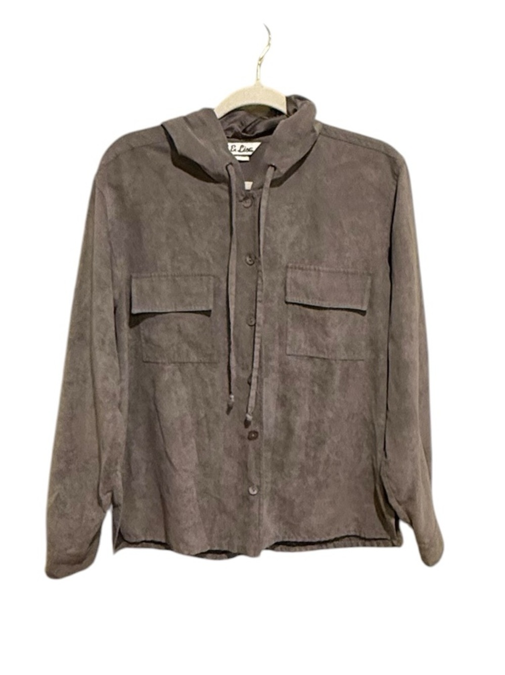 VINTAGE Mel & Lisa Relaxed Hooded Utility Jacket in Grey - Size 8 Lagenlook